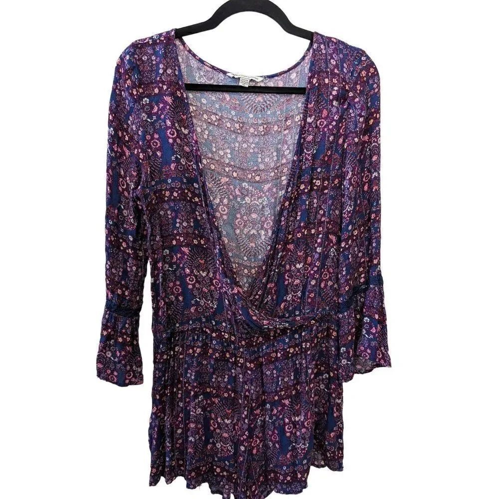 American Eagle Outfitter Purple Long Sleeve Jumpsuit/Rompers Women's Size Medium